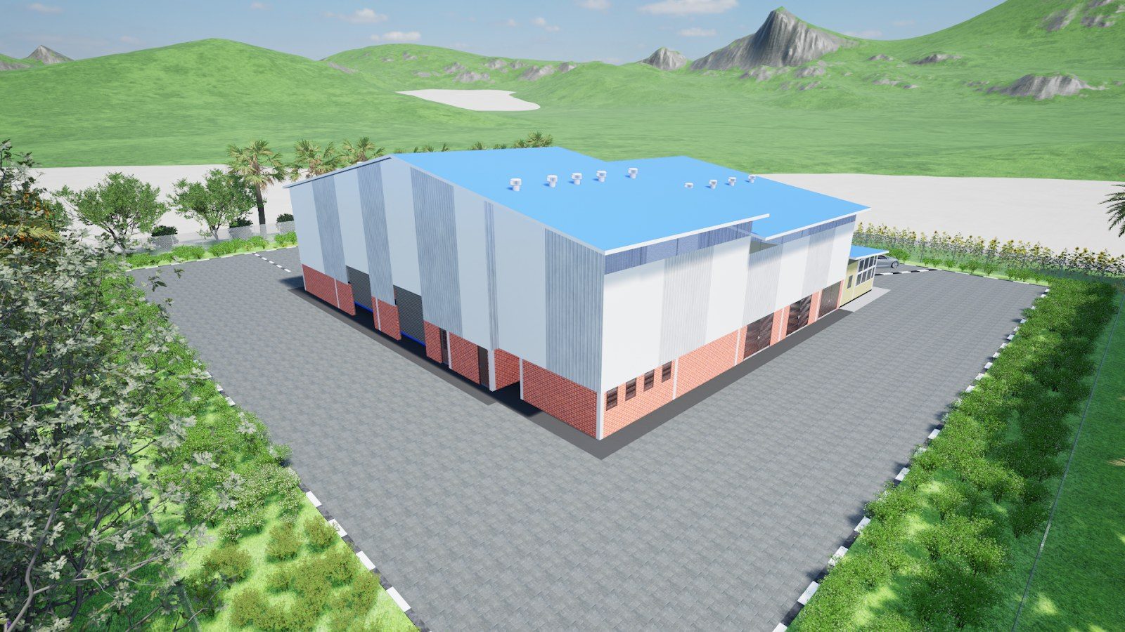 Planned A-Z Manufacturing factory, rear view