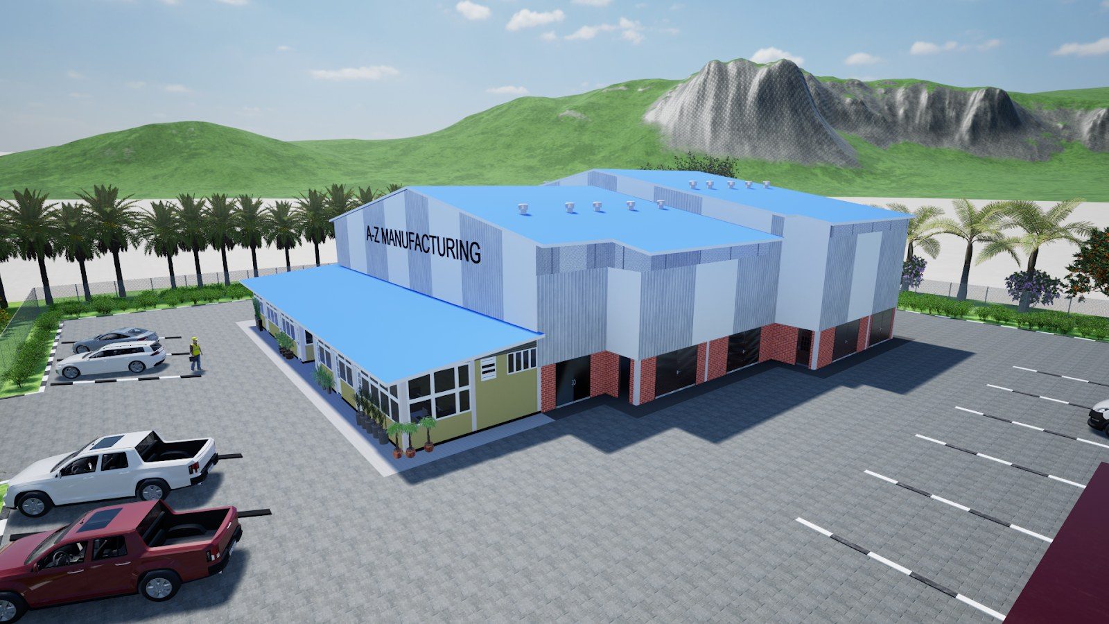 Planned A-Z Manufacturing factory, aerial view