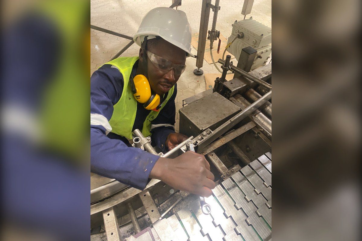 Servicing a stainless-steel conveyor at a brewery
